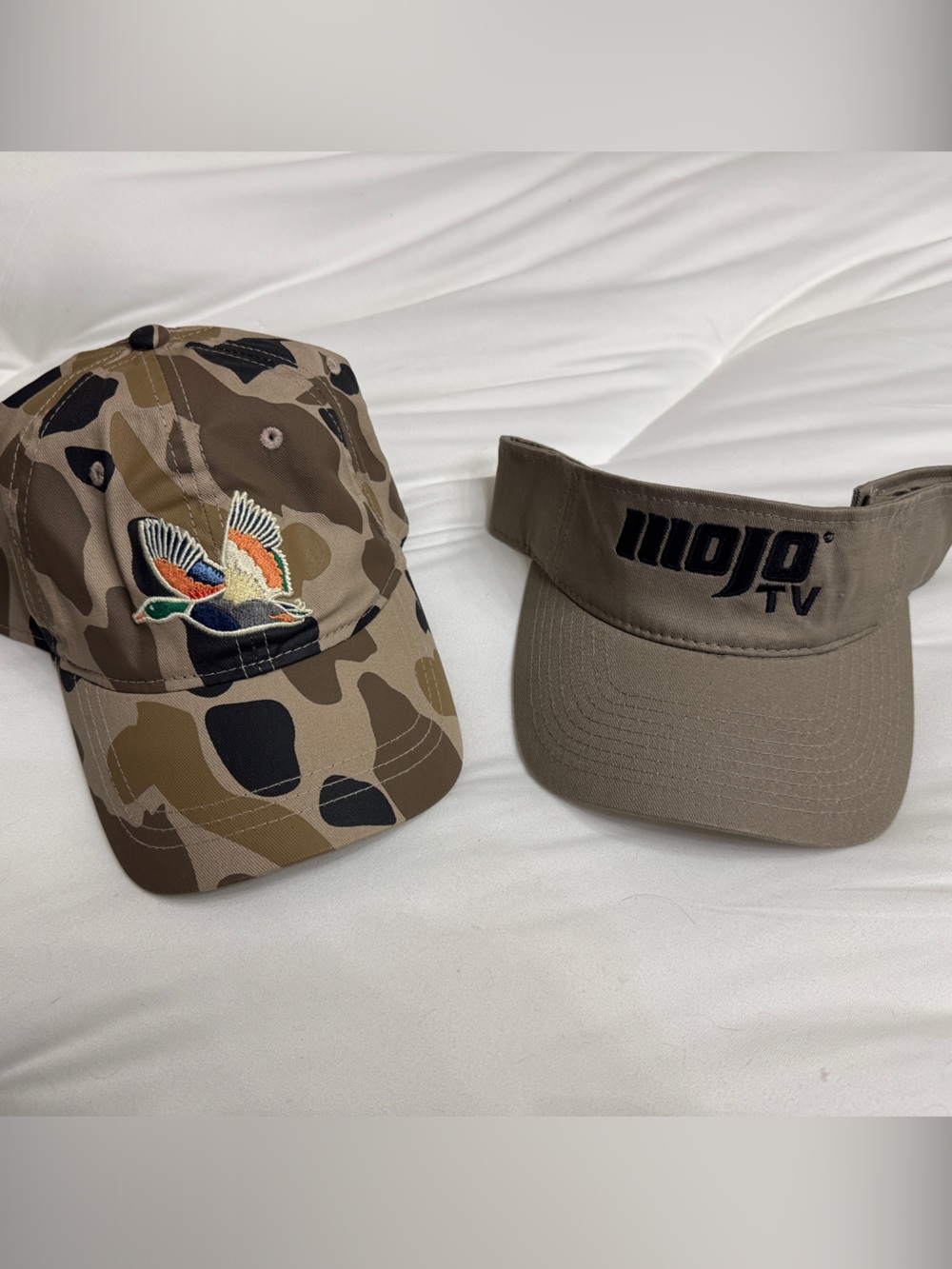 Burlebo Camo Duck Embroidered Cap & Khaki mojo tv Visor Set